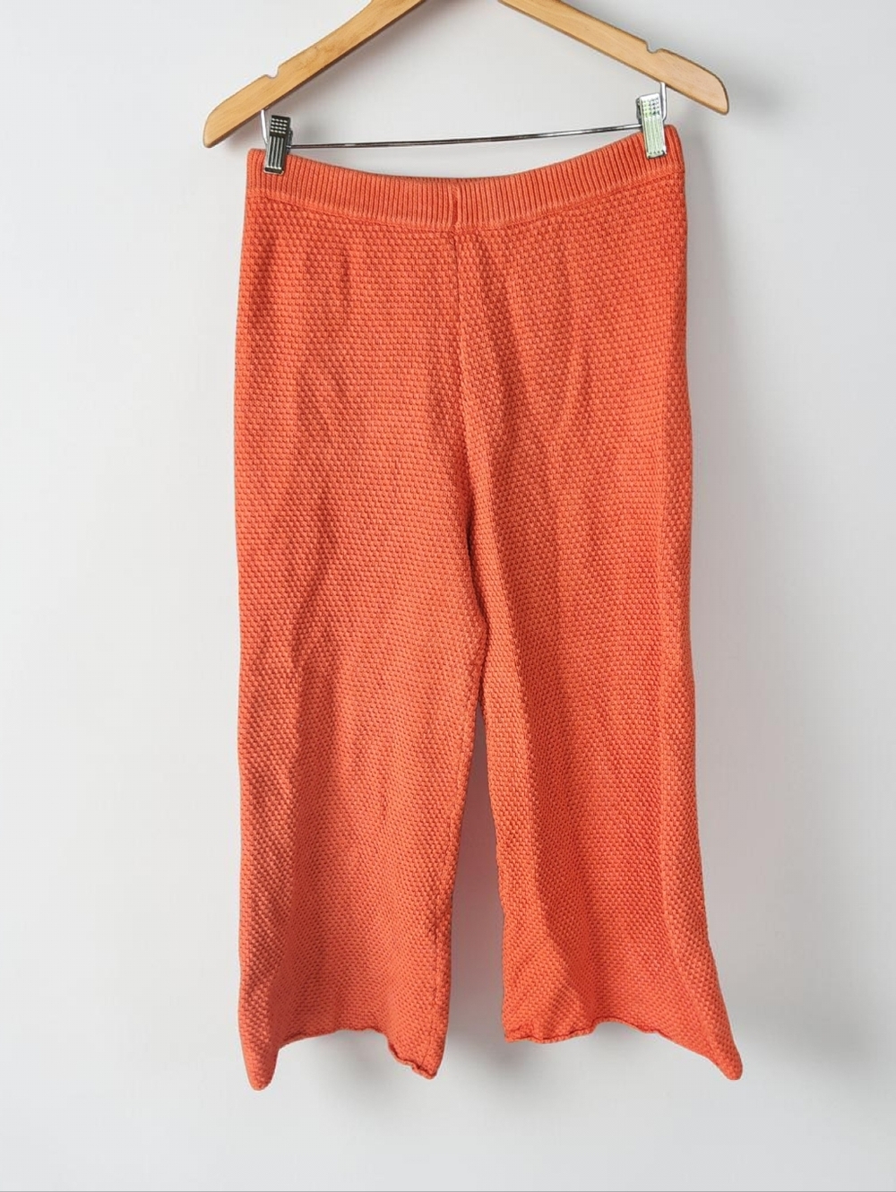 Free People Beach Hailee Waffle Knit Set Womens S Burnt Orange Wide Leg Henley - Picture 5 of 16